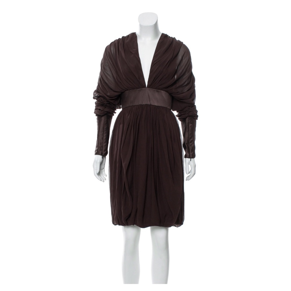 Pamela Roland Brown Silk with Ruched Detail